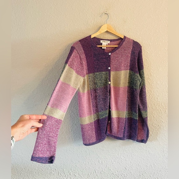 Vintage Coldwater Creek Purple Plaid Sweater - Picture 1 of 10